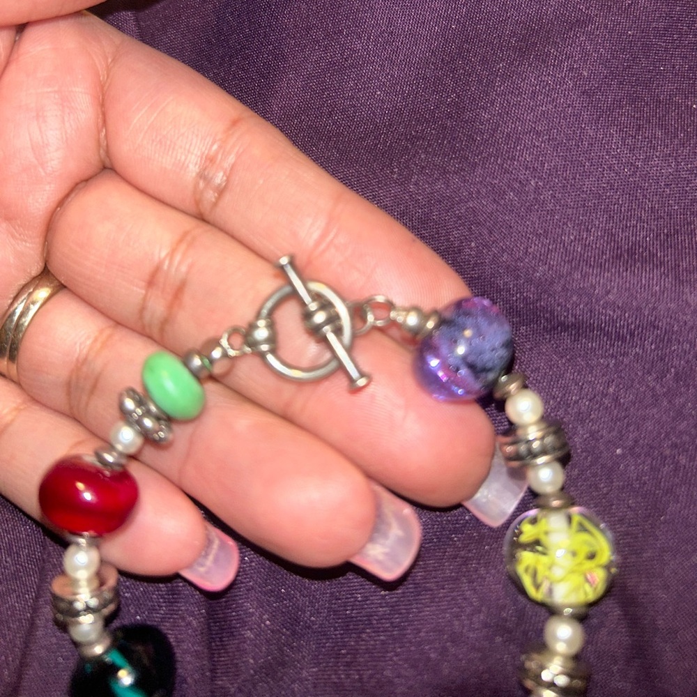Vintage glass beaded bracelet - Picture 2 of 4